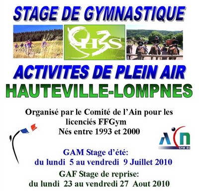 Stages d'été de gymnastique artistique