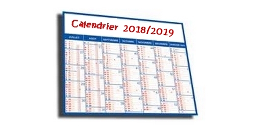 Le calendrier 2018/2019  maj 25 septembre