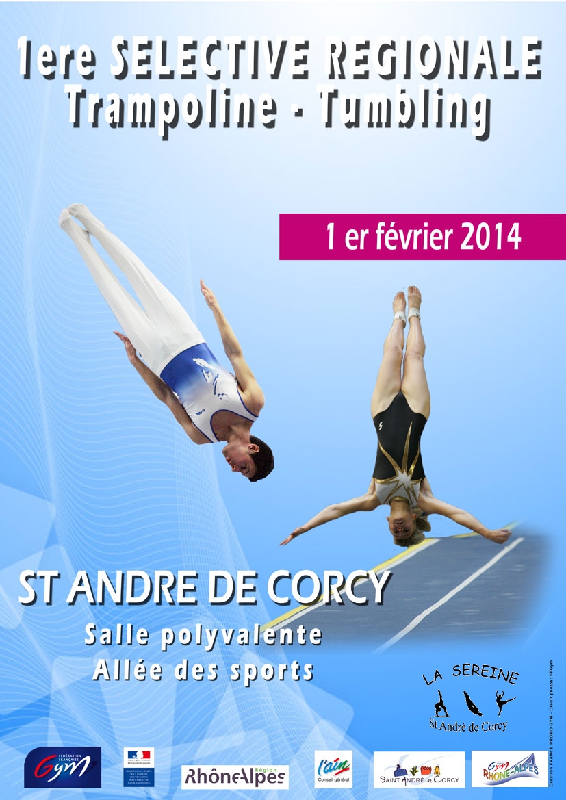 1ere séléctive régionale Trampoline Tumbling à St André de Corcy le 1er février